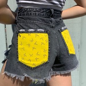 custom painted (by me) a&f “anne high rise” shorts